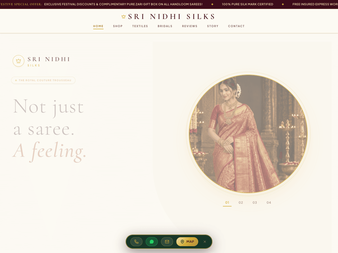 Srinidhi Silks website preview